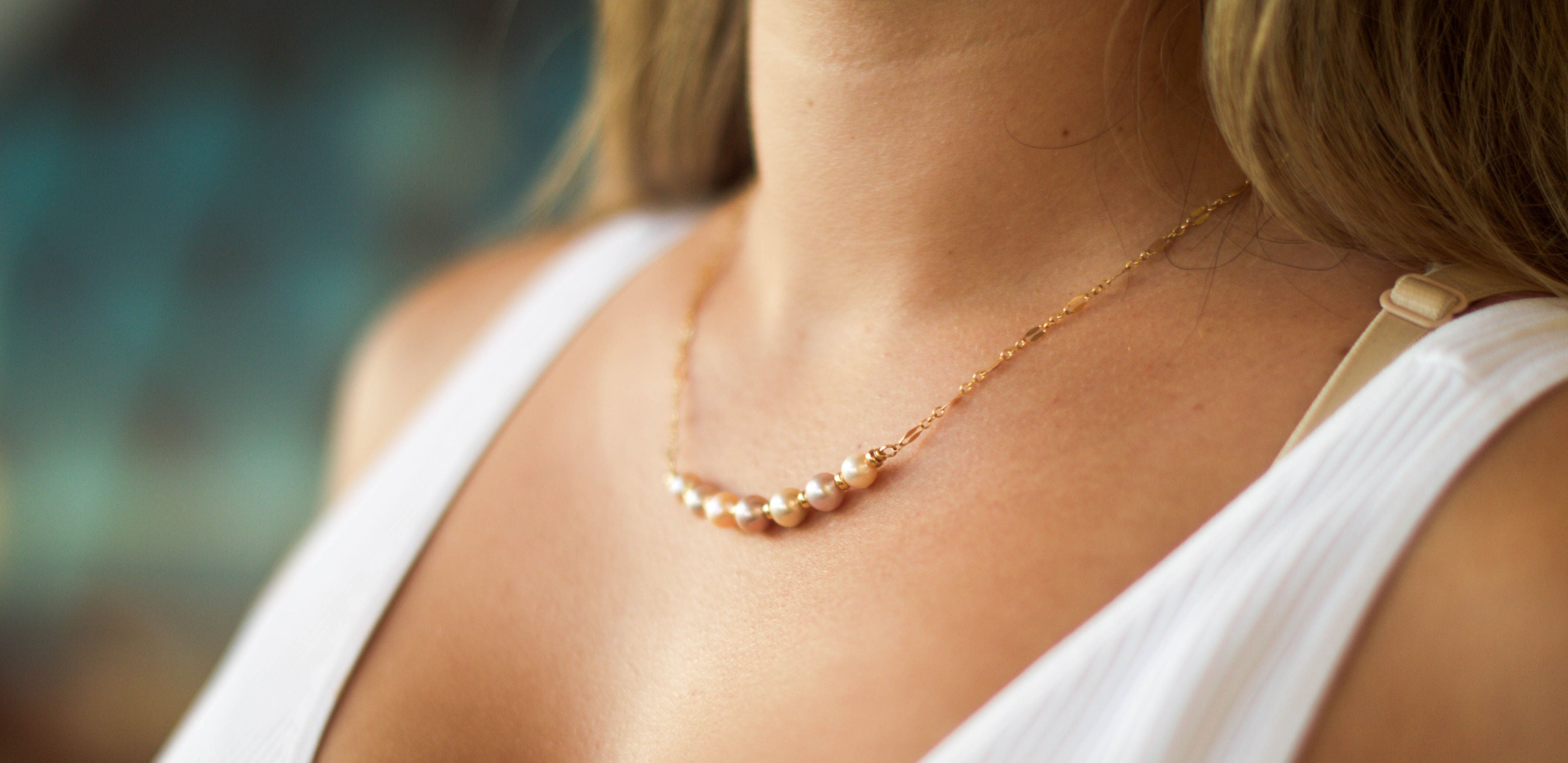 Multi colored freshwater pearl necklace online