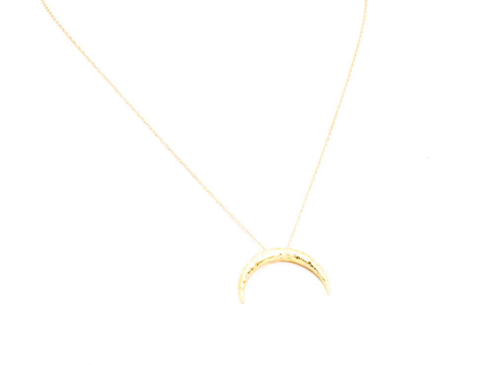 Crescent Moon Necklace With Diamonds in 14k Gold - KAMARIA